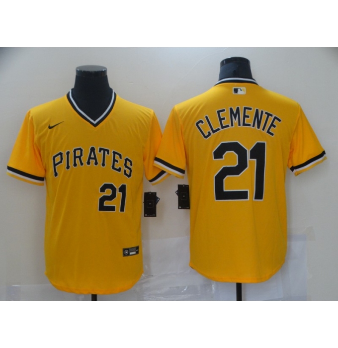 Men's Nike Pittsburgh Pirates #21 Roberto Clemente Gold Showtime Authentic Jersey