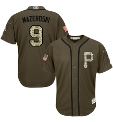 Men's Majestic Pittsburgh Pirates #9 Bill Mazeroski Authentic Green Salute to Service MLB Jersey