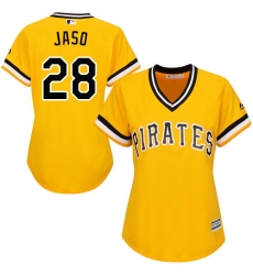 Women's Majestic Pittsburgh Pirates #28 John Jaso Replica Gold Alternate Cool Base MLB Jersey