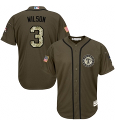 Youth Majestic Texas Rangers #3 Russell Wilson Replica Green Salute to Service MLB Jersey