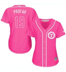 Women's Majestic Texas Rangers #19 Jurickson Profar Authentic Pink Fashion Cool Base MLB Jersey