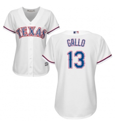 Women's Majestic Texas Rangers #13 Joey Gallo Replica White Home Cool Base MLB Jersey