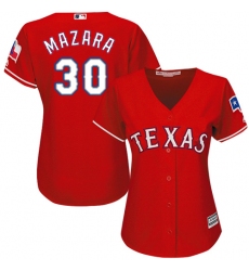 Women's Majestic Texas Rangers #30 Nomar Mazara Authentic Red Alternate Cool Base MLB Jersey