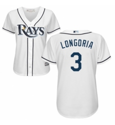 Women's Majestic Tampa Bay Rays #3 Evan Longoria Authentic White Home Cool Base MLB Jersey
