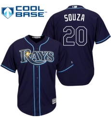 Youth Majestic Tampa Bay Rays #20 Steven Souza Authentic Navy Blue Alternate Cool Base MLB Jersey