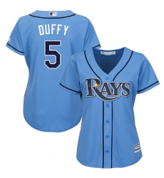 Women's Majestic Tampa Bay Rays #5 Matt Duffy Authentic Light Blue Alternate 2 Cool Base MLB Jersey