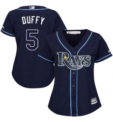 Women's Majestic Tampa Bay Rays #5 Matt Duffy Authentic Navy Blue Alternate Cool Base MLB Jersey