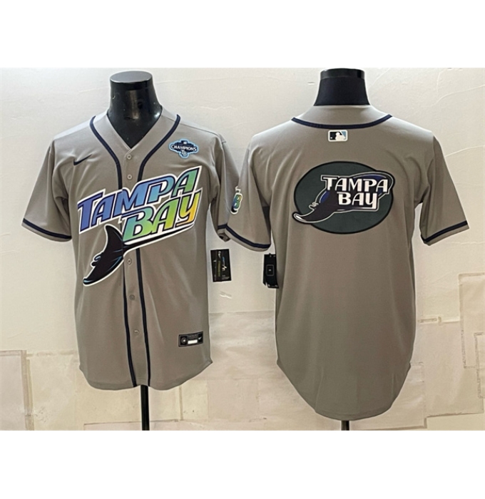 Men's Tampa Bay Rays Team Big Logo Gray 2026 AL East Champions Vapor Limited Stitched Baseball Jersey