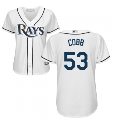 Women's Majestic Tampa Bay Rays #53 Alex Cobb Authentic White Home Cool Base MLB Jersey