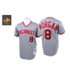 Men's Mitchell and Ness Cincinnati Reds #8 Joe Morgan Authentic Grey Throwback MLB Jersey