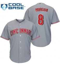 Youth Majestic Cincinnati Reds #8 Joe Morgan Replica Grey Road Cool Base MLB Jersey