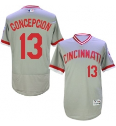 Men's Majestic Cincinnati Reds #13 Dave Concepcion Grey Flexbase Authentic Collection Cooperstown MLB Jersey