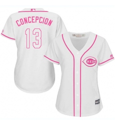 Women's Majestic Cincinnati Reds #13 Dave Concepcion Authentic White Fashion Cool Base MLB Jersey