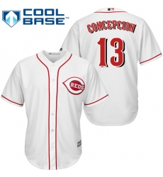 Youth Majestic Cincinnati Reds #13 Dave Concepcion Authentic White Home Cool Base MLB Jersey
