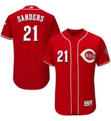 Men's Majestic Cincinnati Reds #21 Reggie Sanders Red Alternate Flex Base Authentic Collection MLB Jersey