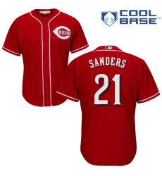 Youth Majestic Cincinnati Reds #21 Reggie Sanders Authentic Red Alternate Cool Base MLB Jersey