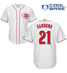 Youth Majestic Cincinnati Reds #21 Reggie Sanders Replica White Home Cool Base MLB Jersey