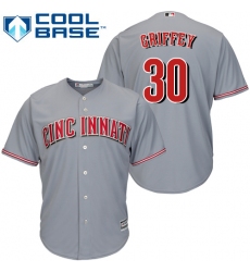 Men's Majestic Cincinnati Reds #30 Ken Griffey Replica Grey Road Cool Base MLB Jersey