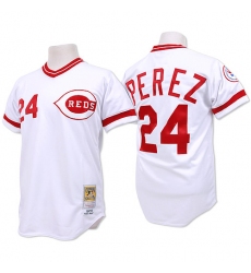Men's Mitchell and Ness Cincinnati Reds #24 Tony Perez Replica White Throwback MLB Jersey