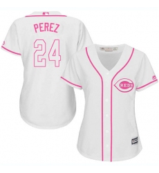 Women's Majestic Cincinnati Reds #24 Tony Perez Replica White Fashion Cool Base MLB Jersey