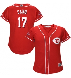 Women's Majestic Cincinnati Reds #17 Chris Sabo Authentic Red Alternate Cool Base MLB Jersey