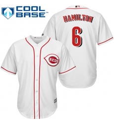 Youth Majestic Cincinnati Reds #6 Billy Hamilton Replica White Home Cool Base MLB Jersey