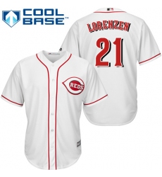 Men's Majestic Cincinnati Reds #21 Michael Lorenzen Replica White Home Cool Base MLB Jersey