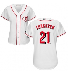 Women's Majestic Cincinnati Reds #21 Michael Lorenzen Replica White Home Cool Base MLB Jersey