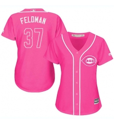 Women's Majestic Cincinnati Reds #37 Scott Feldman Authentic Pink Fashion Cool Base MLB Jersey