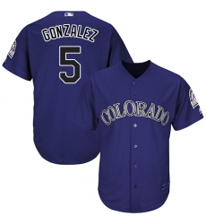 Youth Majestic Colorado Rockies #5 Carlos Gonzalez Authentic Purple Alternate 1 Cool Base MLB Jersey