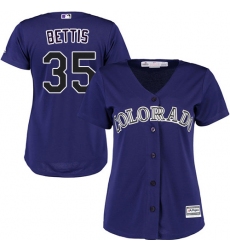 Women's Majestic Colorado Rockies #35 Chad Bettis Authentic Purple Alternate 1 Cool Base MLB Jersey