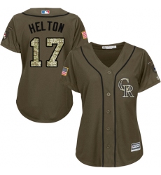 Women's Majestic Colorado Rockies #17 Todd Helton Authentic Green Salute to Service MLB Jersey