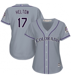 Women's Majestic Colorado Rockies #17 Todd Helton Authentic Grey Road Cool Base MLB Jersey