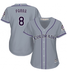 Women's Majestic Colorado Rockies #8 Gerardo Parra Authentic Grey Road Cool Base MLB Jersey