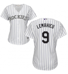 Women's Majestic Colorado Rockies #9 DJ LeMahieu Authentic White Home Cool Base MLB Jersey