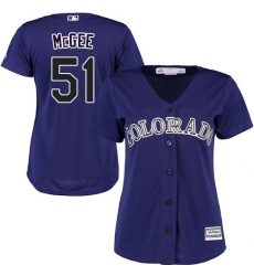 Women's Majestic Colorado Rockies #51 Jake McGee Authentic Purple Alternate 1 Cool Base MLB Jersey