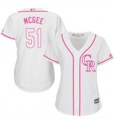 Women's Majestic Colorado Rockies #51 Jake McGee Replica White Fashion Cool Base MLB Jersey