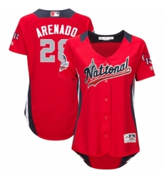 Women's Majestic Colorado Rockies #28 Nolan Arenado Game Red National League 2018 MLB All-Star MLB Jersey