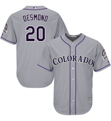 Men's Majestic Colorado Rockies #20 Ian Desmond Replica Grey Road Cool Base MLB Jersey