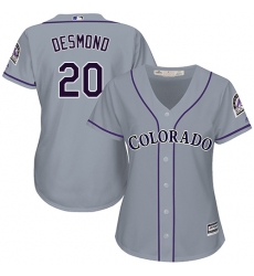 Women's Majestic Colorado Rockies #20 Ian Desmond Authentic Grey Road Cool Base MLB Jersey
