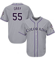 Men's Majestic Colorado Rockies #55 Jon Gray Replica Grey Road Cool Base MLB Jersey