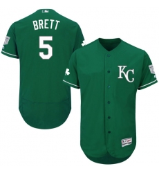 Men's Majestic Kansas City Royals #5 George Brett Green Celtic Flexbase Authentic Collection MLB Jersey