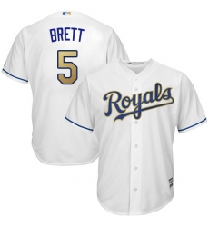 Youth Majestic Kansas City Royals #5 George Brett Replica White Home Cool Base MLB Jersey