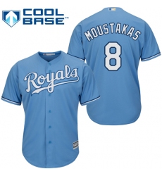 Women's Majestic Kansas City Royals #8 Mike Moustakas Authentic Light Blue Alternate 1 Cool Base MLB Jersey