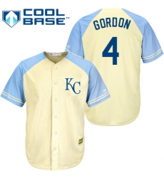 Men's Majestic Kansas City Royals #4 Alex Gordon Replica Cream Exclusive Vintage Cool Base MLB Jersey