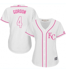 Women's Majestic Kansas City Royals #4 Alex Gordon Authentic White Fashion Cool Base MLB Jersey