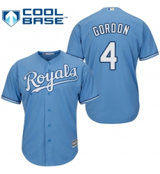 Youth Majestic Kansas City Royals #4 Alex Gordon Authentic Light Blue Alternate 1 Cool Base MLB Jersey