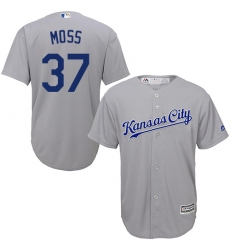 Men's Majestic Kansas City Royals #37 Brandon Moss Replica Grey Road Cool Base MLB Jersey