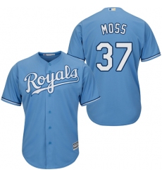 Men's Majestic Kansas City Royals #37 Brandon Moss Replica Light Blue Alternate 1 Cool Base MLB Jersey