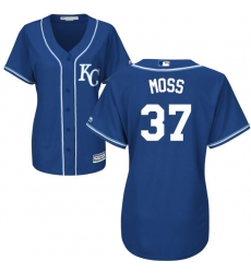 Women's Majestic Kansas City Royals #37 Brandon Moss Replica Blue Alternate 2 Cool Base MLB Jersey